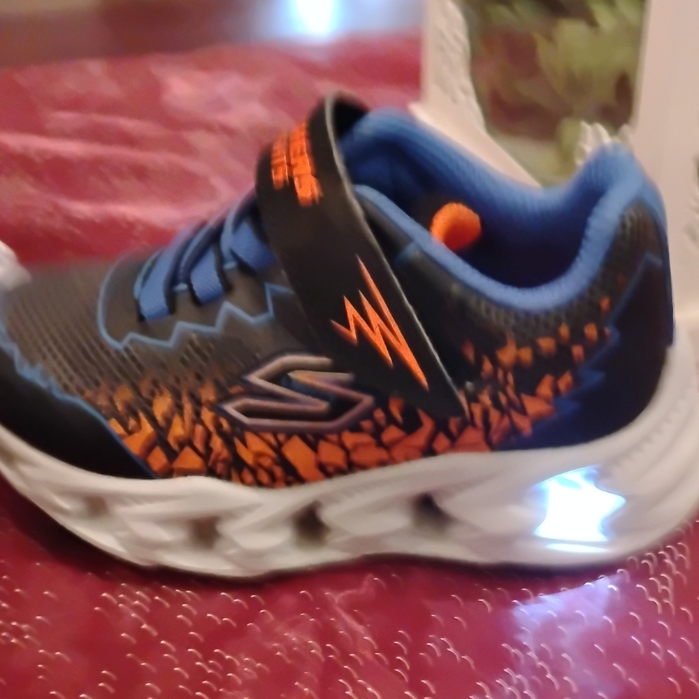 Skechers Kids' Black and Orange Light-Up Sneakers